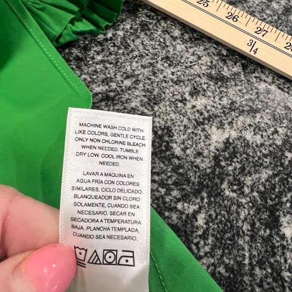 SCOOP green babydoll peplum top with half sleeves and mock neck - Picture 14 of 15